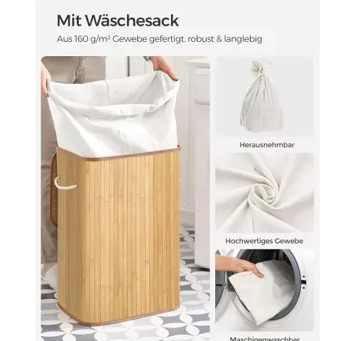 Bambusz szennyestartó kosár kis fürdőszobába - okos természetes megoldások panellakásban