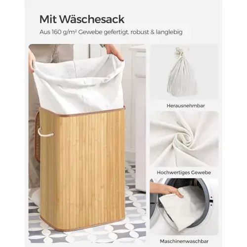 Bambusz szennyestartó kosár kis fürdőszobába - okos természetes megoldások panellakásban